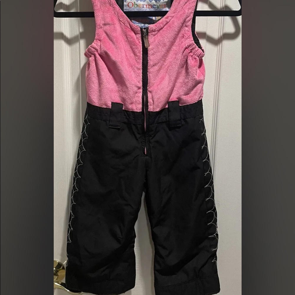 OBERMEYER GIRLS WINTER WARM SKI SNOW BIB Pants Size 3 PINK Black EUC